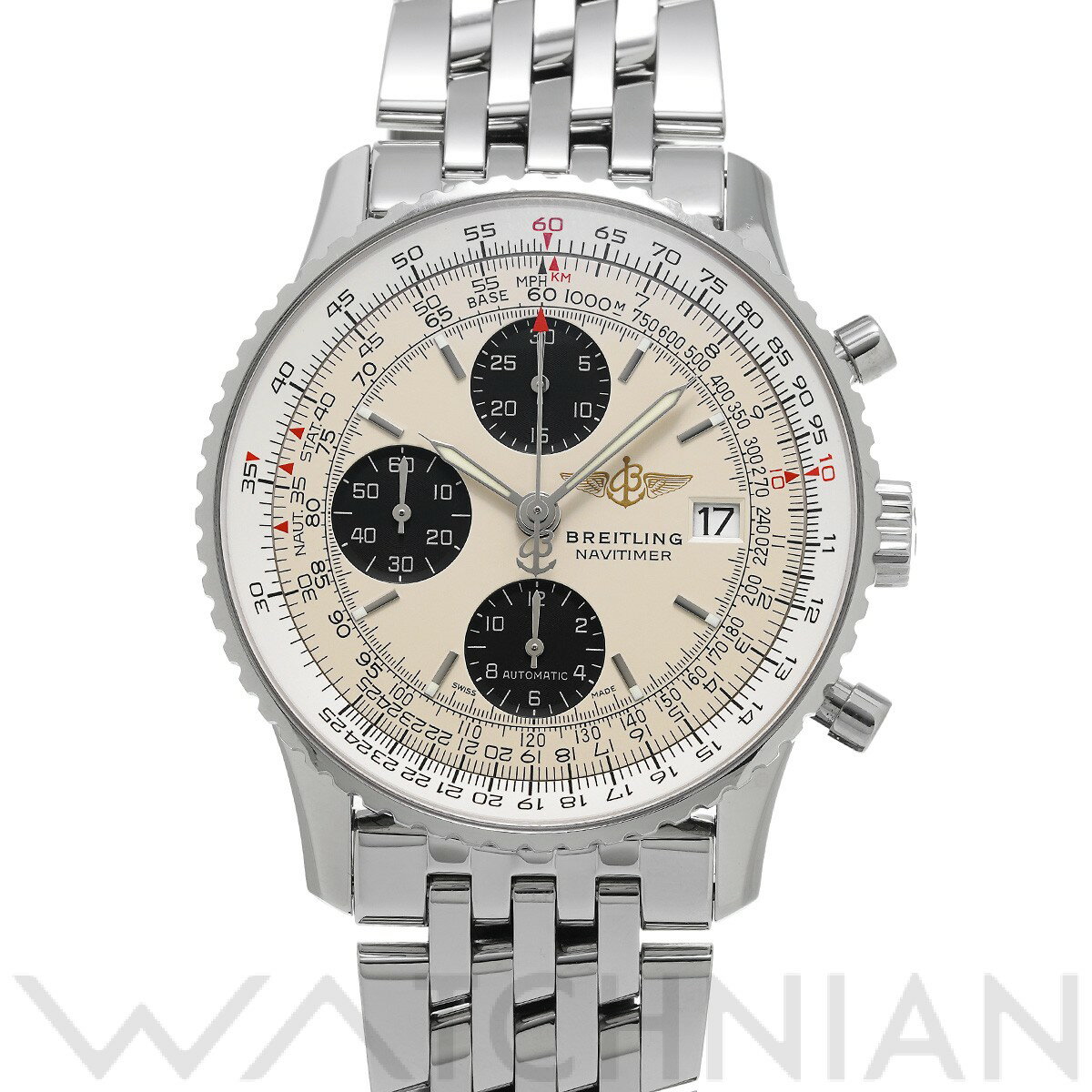 【中古】 ブライトリング BREITLING オールドナビタイマー A1332412/G796 シルバー/ブラック メンズ 腕時計