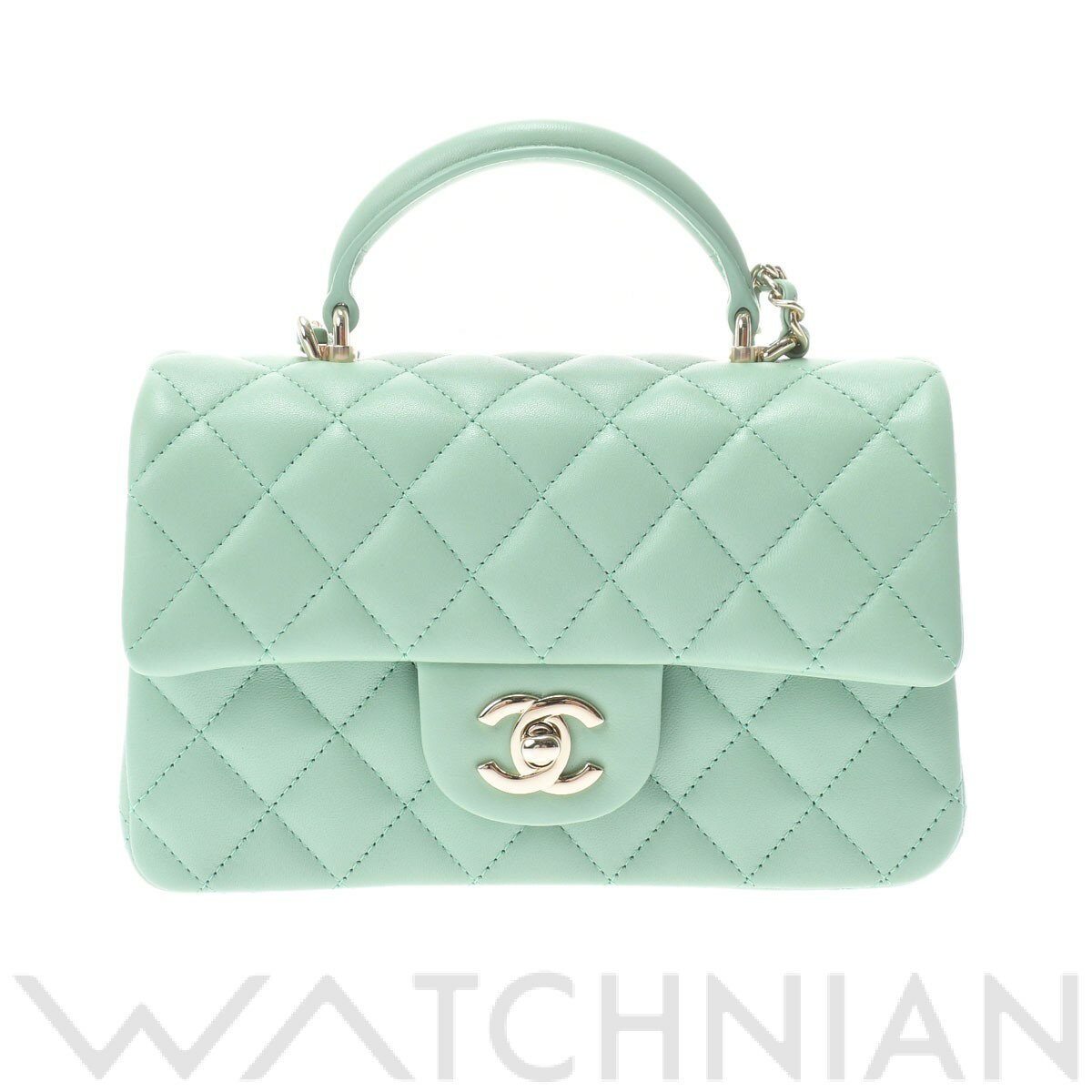 【全品ポイント2倍 10/20】【未使用品】 シャネル CHANEL マトラッセ トップハンドル ミニフラップバッグ ライトグリーン/ゴールド金具 AS2431 ラムスキン レディース ショルダーバッグのサムネイル