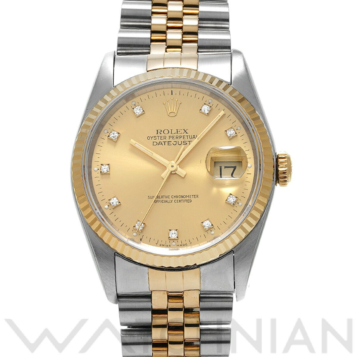 【4種選べるクーポン＆P2倍 5/20】【ローン60回払い無金利】【中古】 ロレックス ROLEX デイトジャスト 16233G X番(1991年頃製造) シャンパン/ダイヤモンド メンズ 腕時計