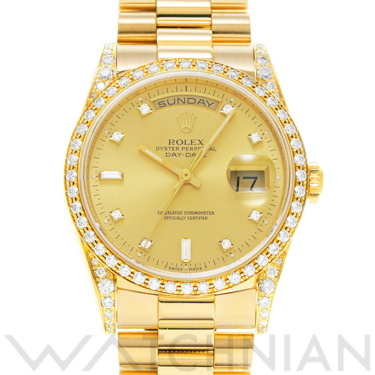 【中古】 ロレックス ROLEX デイデイト 18388A E番(1990年頃製造) シャンパン/ダイヤモンド メンズ 腕時計