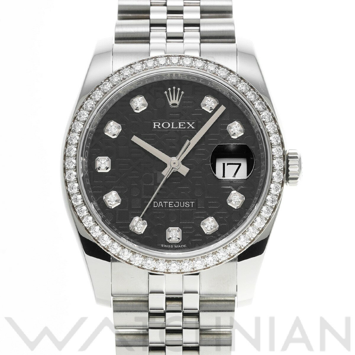 【中古】 ロレックス ROLEX デイトジャスト 36 116244G ランダムシリアル ブラックコンピュータ/ダイヤモンド メンズ 腕時計