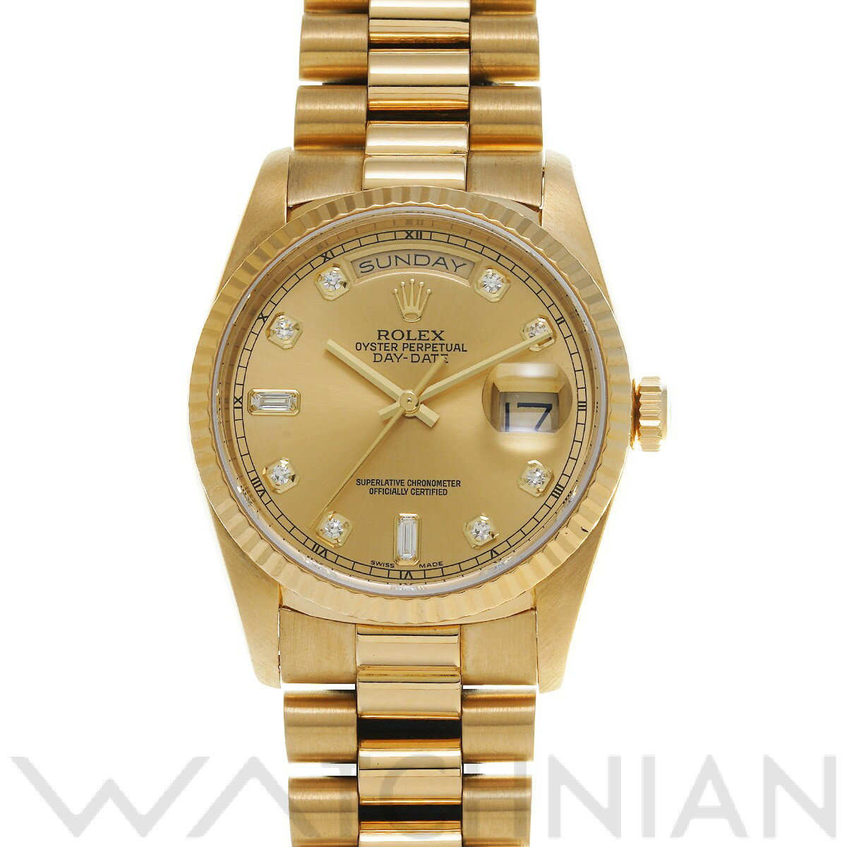 【中古】 ロレックス ROLEX デイデイト 18238A L番(1989年頃製造) シャンパン/ダイヤモンド メンズ 腕時計