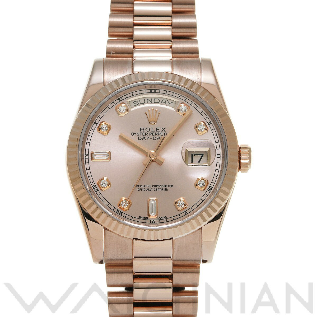 【中古】 ロレックス ROLEX デイデイト 36 118235A ランダムシリアル ピンク/ダイヤモンド メンズ 腕時計