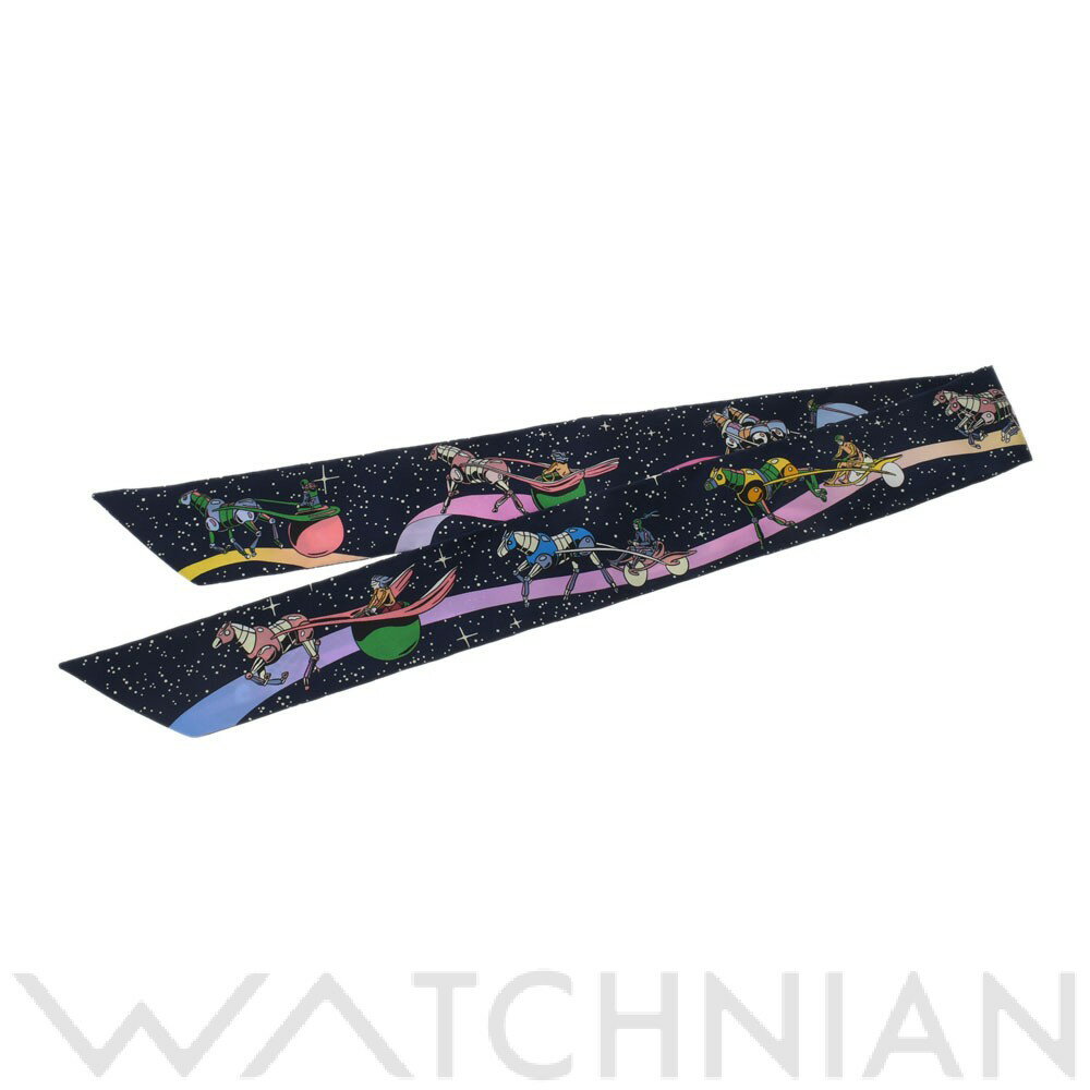 【新品】 エルメス HERMES ツイリー SPACE DERBY マリン/ローズ/マルチ 063573S シルク100％ レディース スカーフのサムネイル
