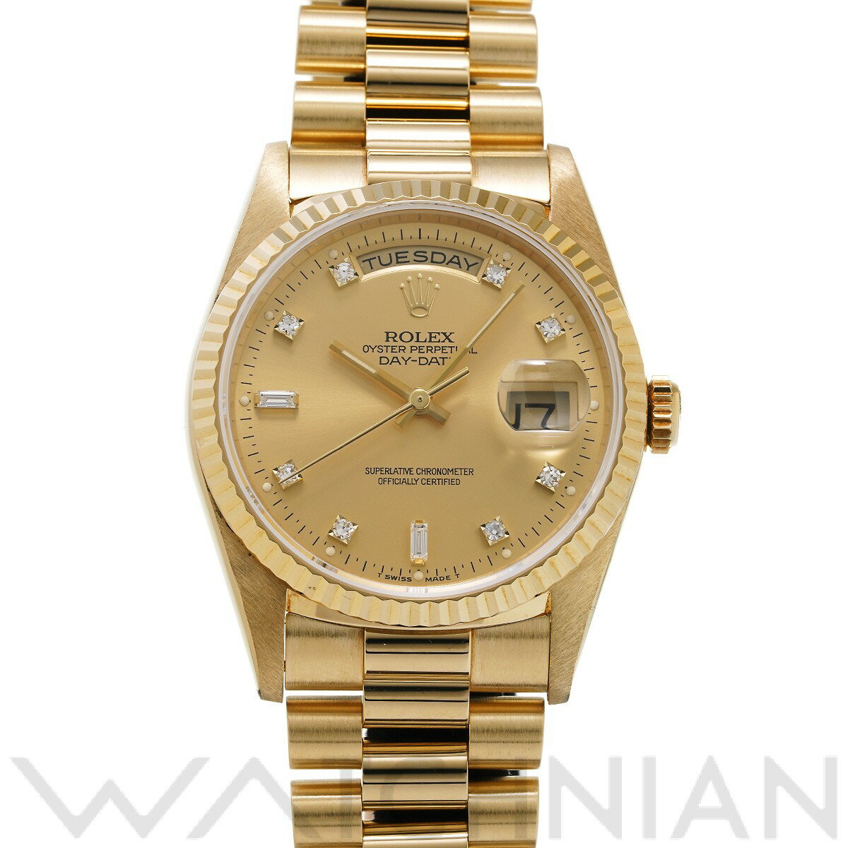 【中古】 ロレックス ROLEX デイデイト 18238A W番(1996年頃製造) シャンパン/ダイヤモンド メンズ 腕時計