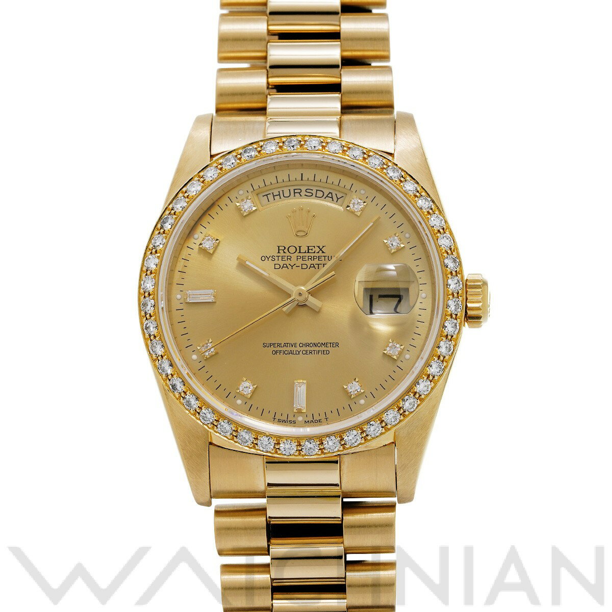 【中古】 ロレックス ROLEX デイデイト 18348A X番(1992年頃製造) シャンパン/ダイヤモンド メンズ 腕時計