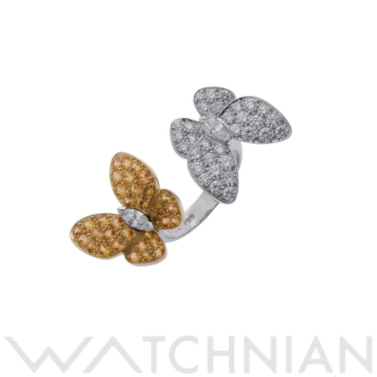 【ローン60回払い無金利】【中古】 ヴァン クリーフ&アーペル Van Cleef & Arpels パピヨンリング #51 K18ホワイトゴールド/K18イエローゴールド ダイヤモンド/イエローサファイア レディース リング・指輪 ヴァン クリーフ&アーペルのサムネイル