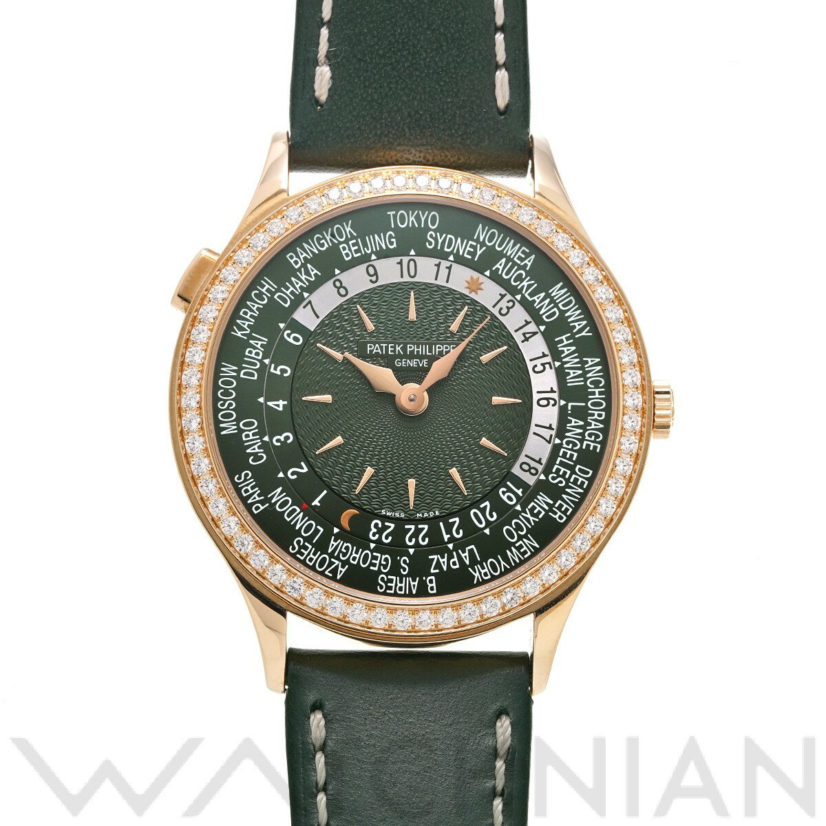 【4種選べるクーポン＆P2倍 5/15】【ローン60回払い無金利】【中古】 パテック フィリップ PATEK PHILIPPE コンプリケーション ワールドタイム 7130R-014 オリーブグリーン レディース 腕時計