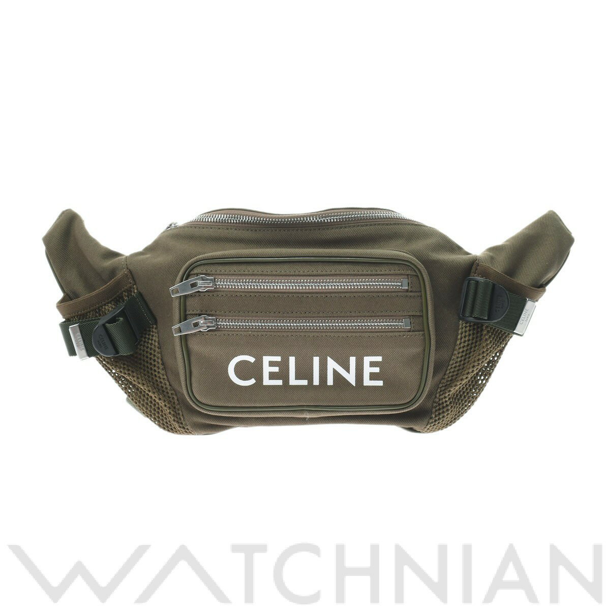 【ローン60回払い無金利】【未使用品】 セリーヌ CELINE ラージ トレッキングベルトバッグ CELINEプリント カーキ/シルバー金具 198682D08 コットンギャバジン ユニセックス ボディバッグのサムネイル