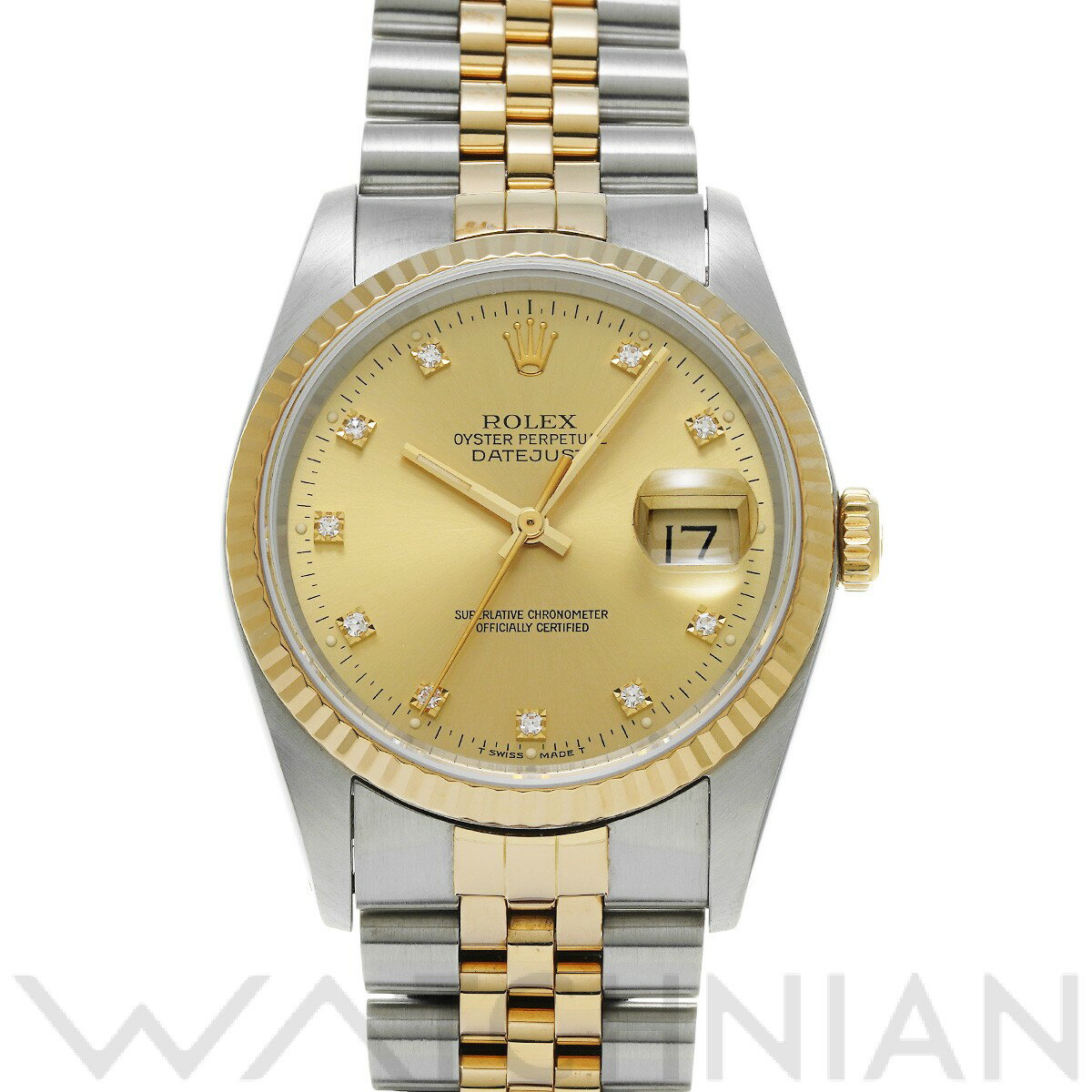 【ローン48回払い無金利】【中古】 ロレックス ROLEX デイトジャスト 16233G E番(1990年頃製造) シャンパン/ダイヤモンド メンズ 腕時計