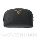 【ローン60回払い無金利】【中古】 プラダ PRADA コスメポーチ ブラック/ゴールド金具 1ND005 レザー レディース ポーチ