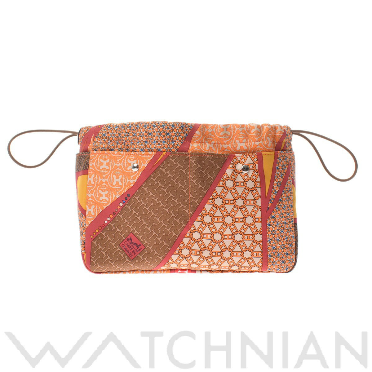 【3種選べるクーポン＆P2倍 12/10】【ローン60回払い無金利】【未使用品】 エルメス HERMES フールビ 25 オレンジ系/パラジウム金具 シルク レディース ポーチのサムネイル