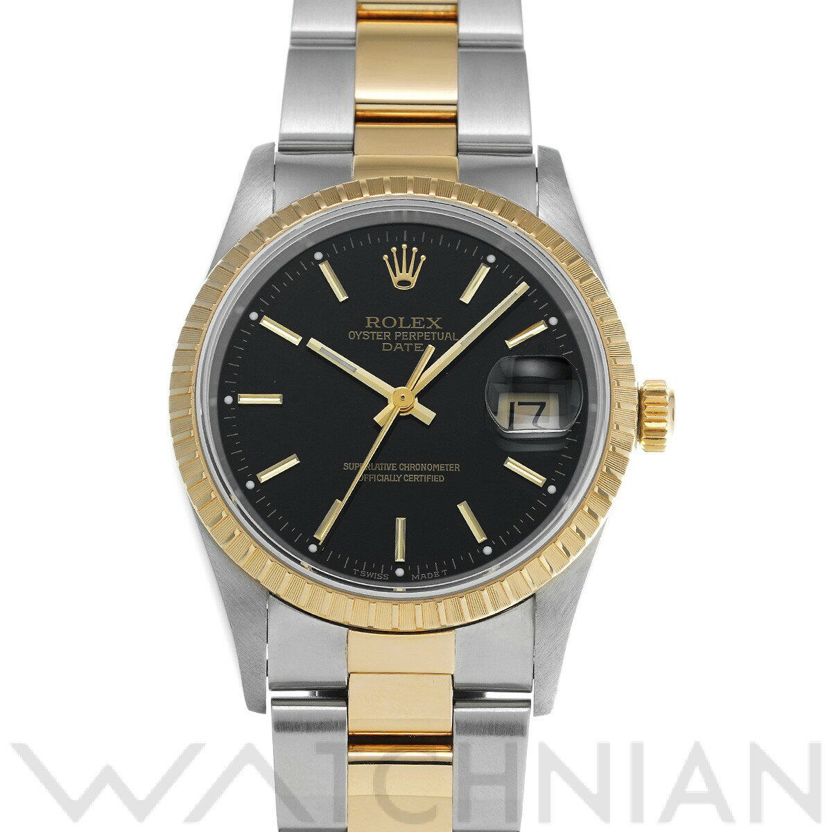 【中古】 ロレックス ROLEX オイスターパーペチュアル デイト 15223 A番(1999年頃製造) ブラック メンズ 腕時計