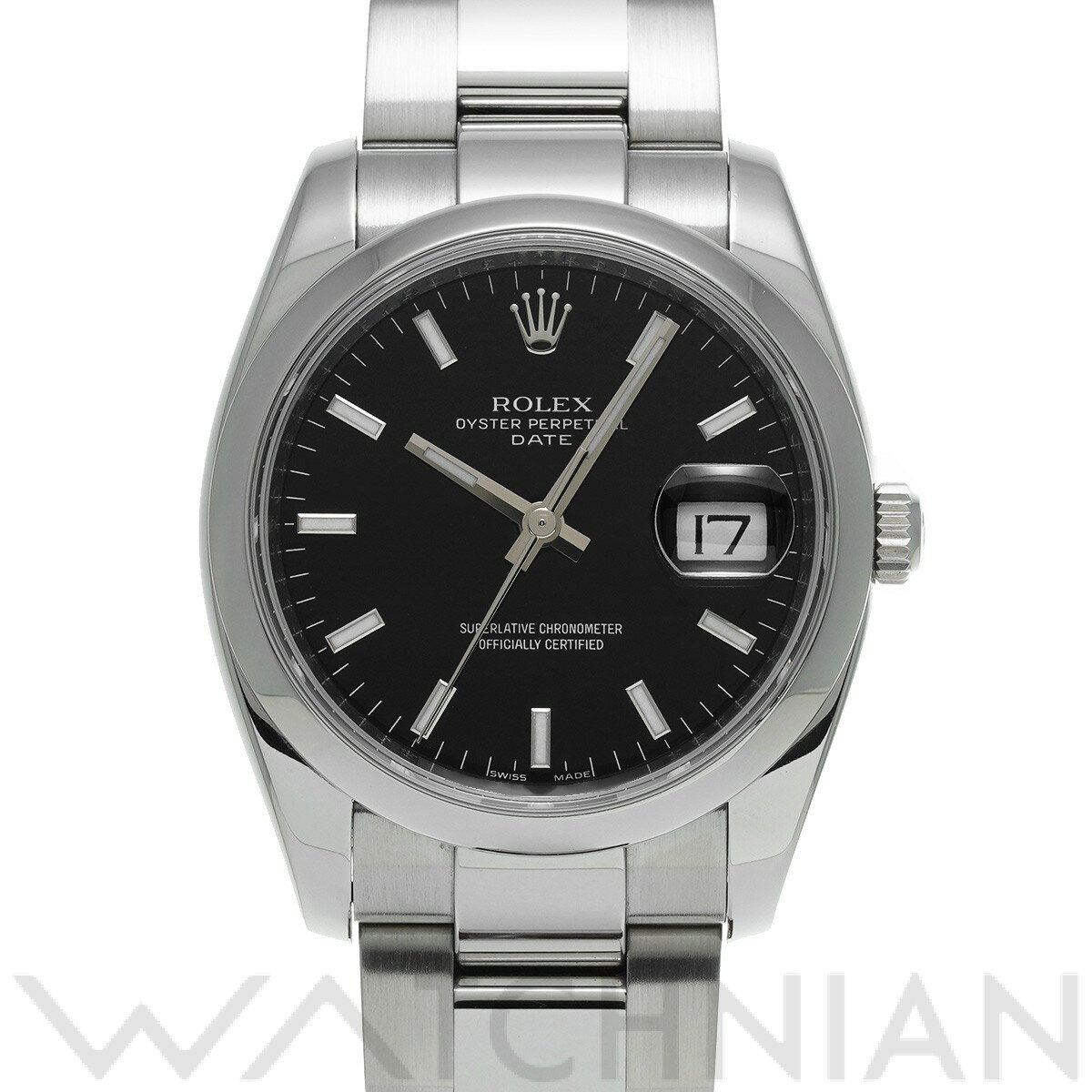 【中古】 ロレックス ROLEX オイスターパーペチュアル デイト 34 115200 M番(2007年頃製造) ブラック メンズ 腕時計