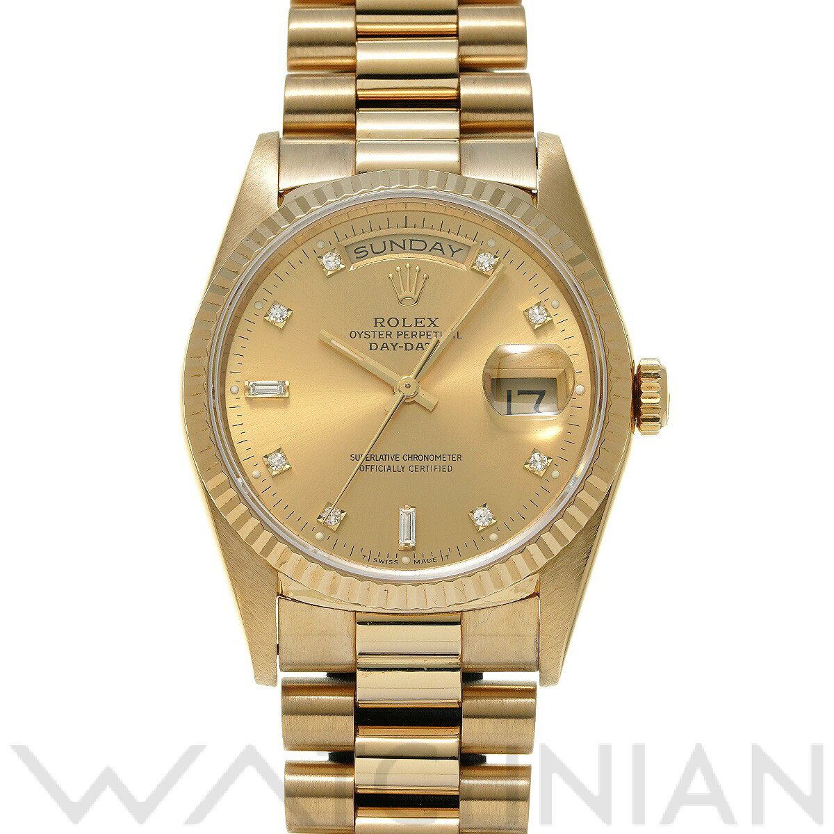 【中古】 ロレックス ROLEX デイデイト 18238A X番(1991年頃製造) シャンパン/ダイヤモンド メンズ 腕時計