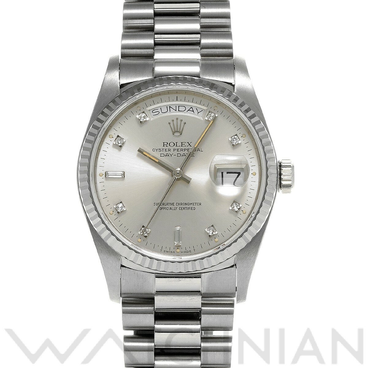 【中古】 ロレックス ROLEX デイデイト 18039A R番(1987年頃製造) シルバー/ダイヤモンド メンズ 腕時計