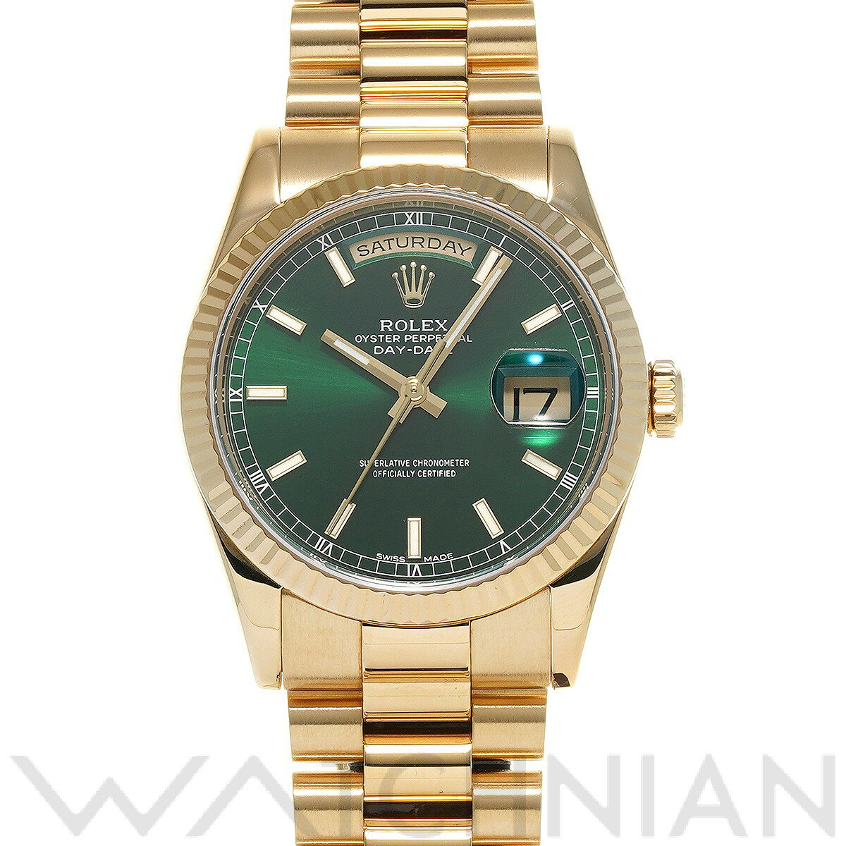 【中古】 ロレックス ROLEX デイデイト 36 118238 F番(2003年頃製造) グリーン メンズ 腕時計