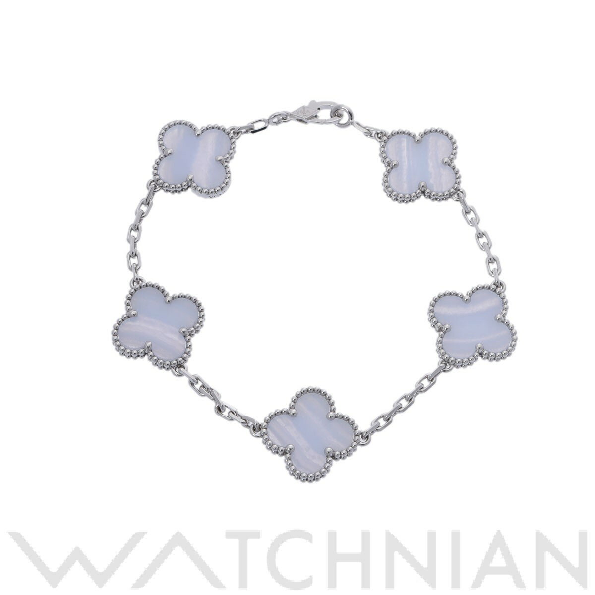【中古】 ヴァン クリーフ&アーペル Van Cleef & Arpels ヴィンテージアルハンブラ ブレスレット 5P VCARD34700 K18ホワイトゴールド カルセドニー レディース ブレスレットのサムネイル