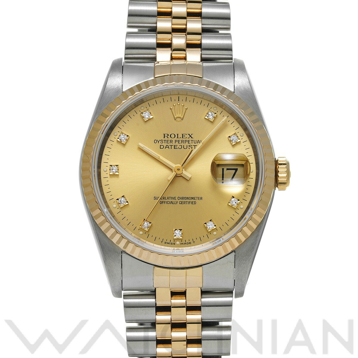【中古】 ロレックス ROLEX デイトジャスト 16233G E番(1990年頃製造) シャンパン/ダイヤモンド メンズ 腕時計