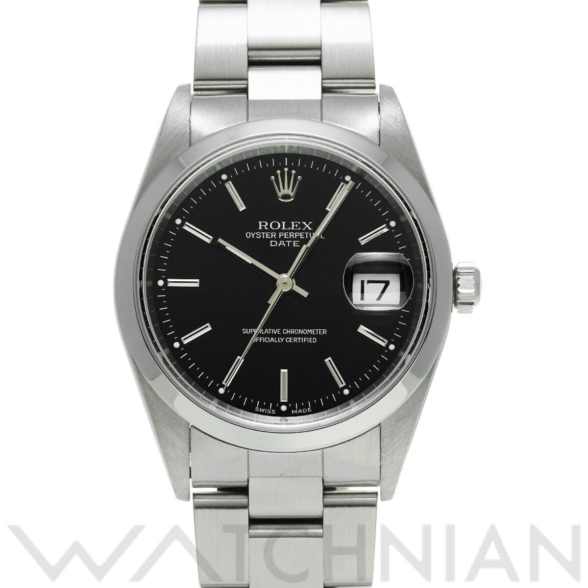 【中古】 ロレックス ROLEX オイスターパーペチュアル デイト 15200 P番(2001年頃製造) ブラック メンズ 腕時計