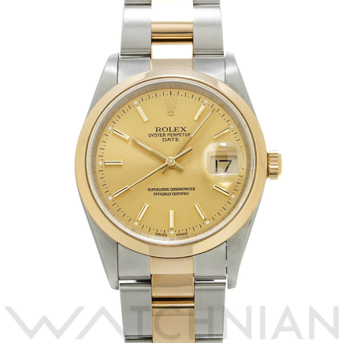 【中古】 ロレックス ROLEX オイスターパーペチュアル デイト 15203 Y番(2003年頃製造) シャンパン メンズ 腕時計