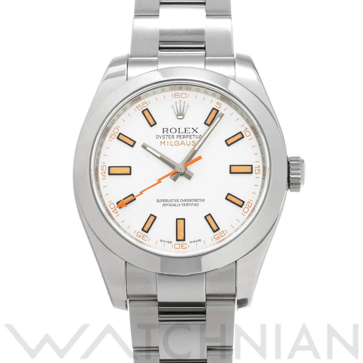 【5種選べるクーポン】【ローン60回払い無金利】【中古】 ロレックス ROLEX ミルガウス 116400 V番(2010年頃製造) ホワイト メンズ 腕時計