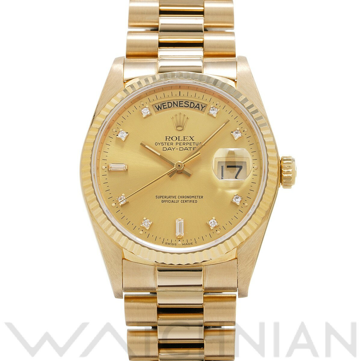 【中古】 ロレックス ROLEX デイデイト 36 18038A R番(1988年頃製造) シャンパン/ダイヤモンド メンズ 腕時計