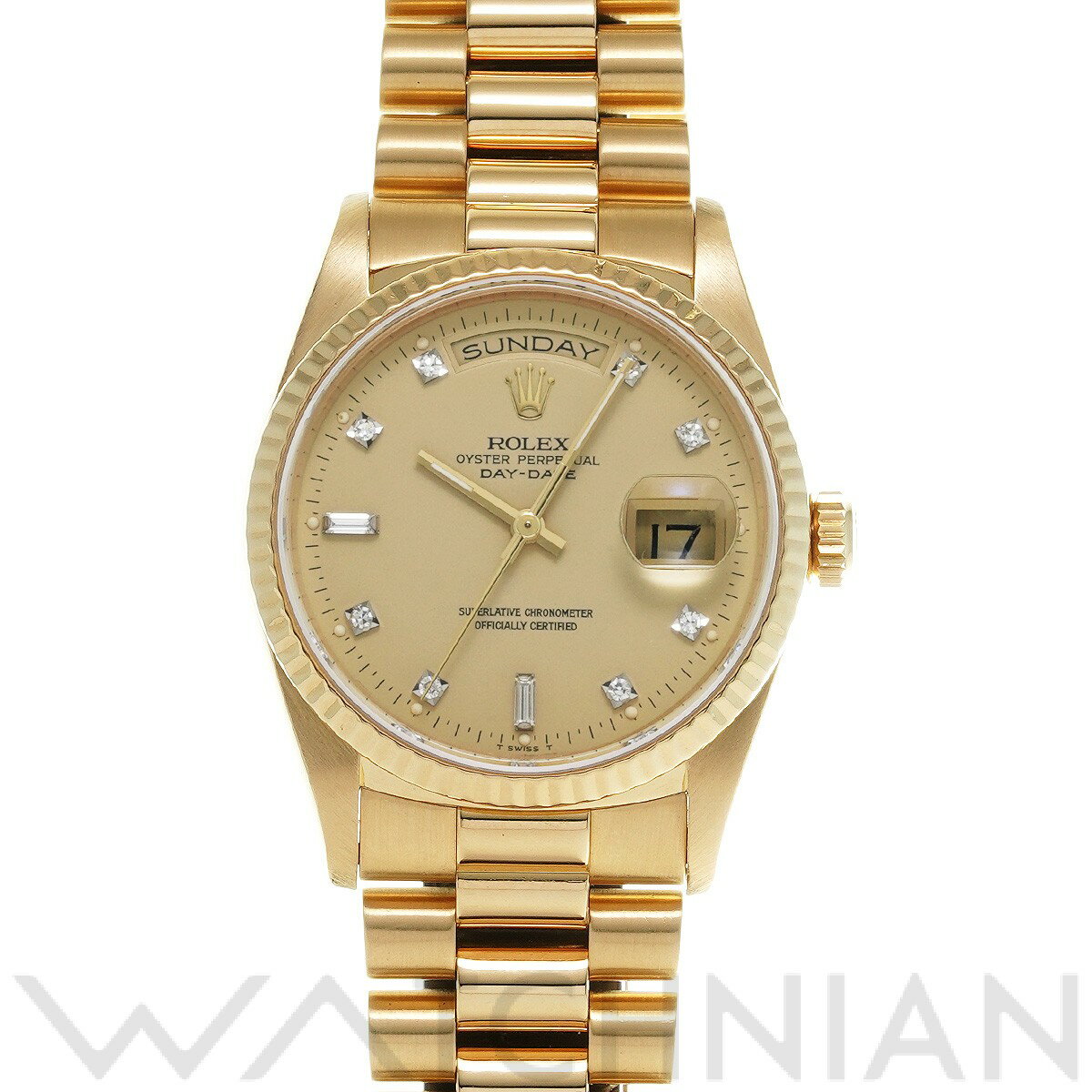 【中古】 ロレックス ROLEX デイデイト 18238A L番(1990年頃製造) シャンパン/ダイヤモンド メンズ 腕時計