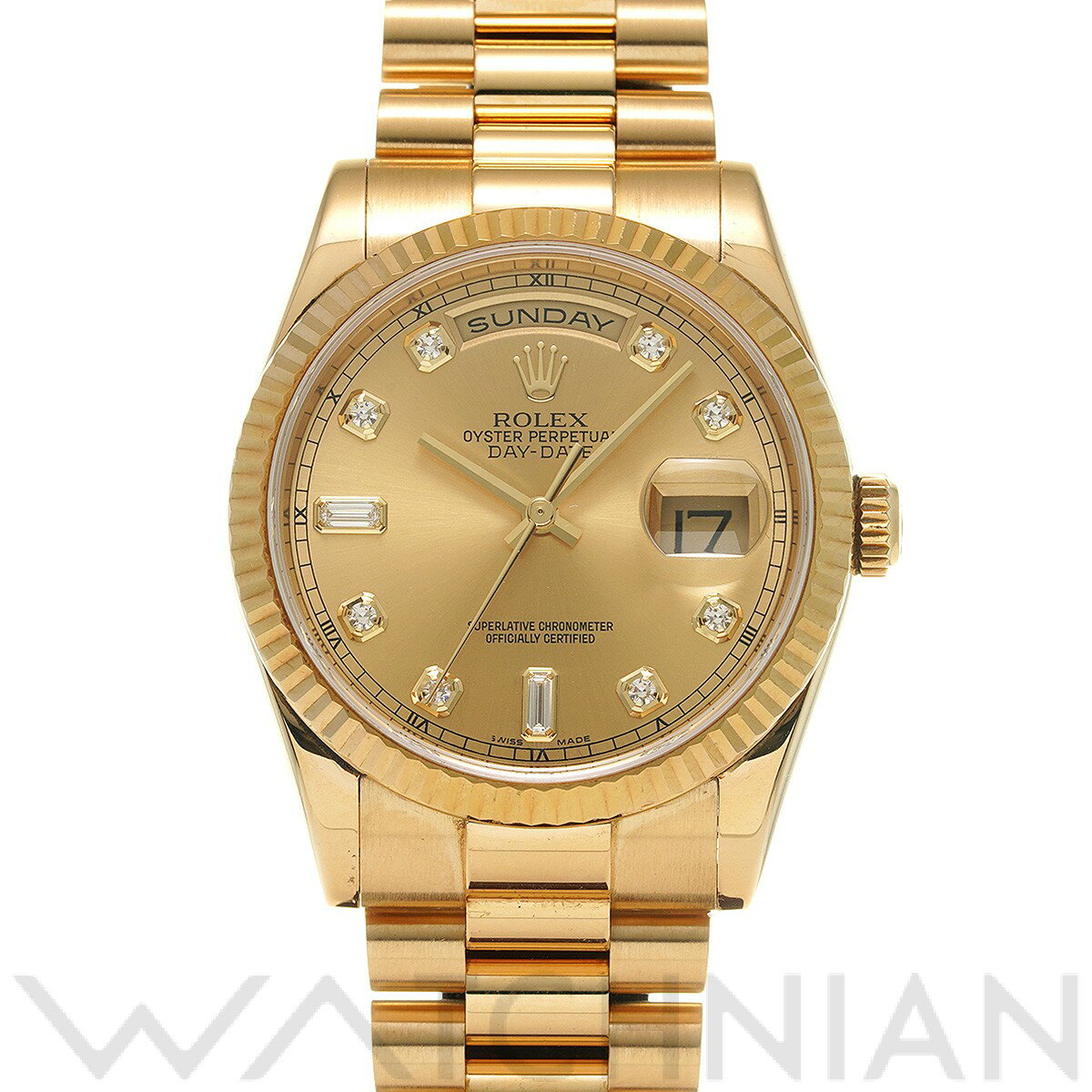 【4種選べるクーポン＆P2倍 5/20】【ローン60回払い無金利】【中古】 ロレックス ROLEX デイデイト 118238A F番(2004年頃製造) シャンパン/ダイヤモンド メンズ 腕時計