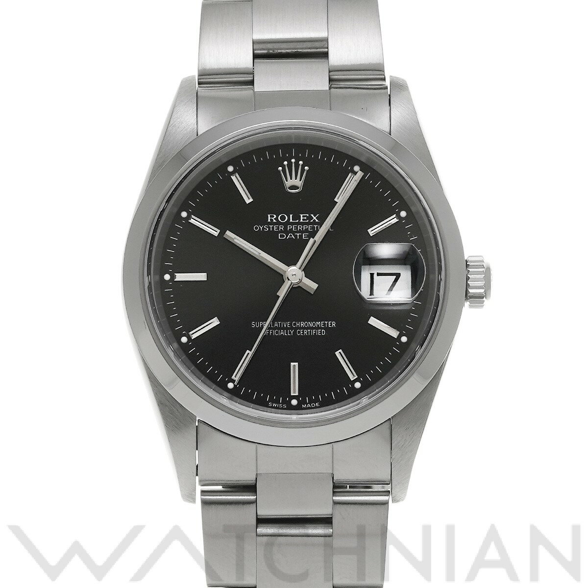 【中古】 ロレックス ROLEX オイスターパーペチュアル デイト 15200 U番(1998年頃製造) ブラック メンズ 腕時計
