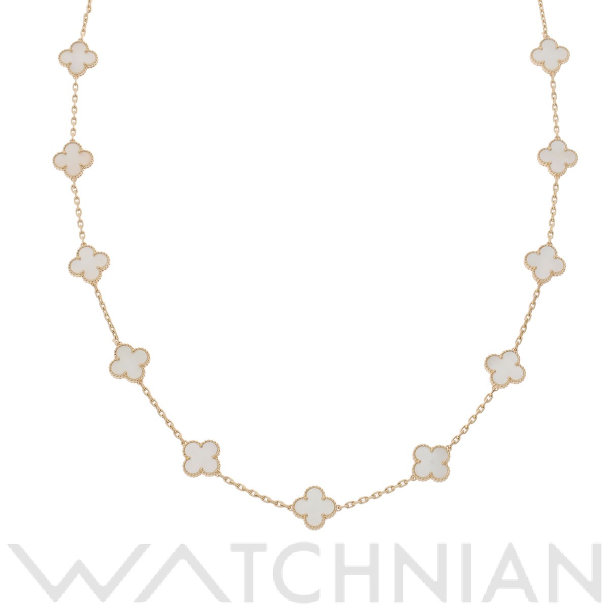 【全品ポイント2倍 9/15】【中古】 ヴァン クリーフ&アーペル Van Cleef & Arpels ヴィンテージアルハンブラネックレス 20P白シェル K18イエローゴールド レディース ネックレスのサムネイル