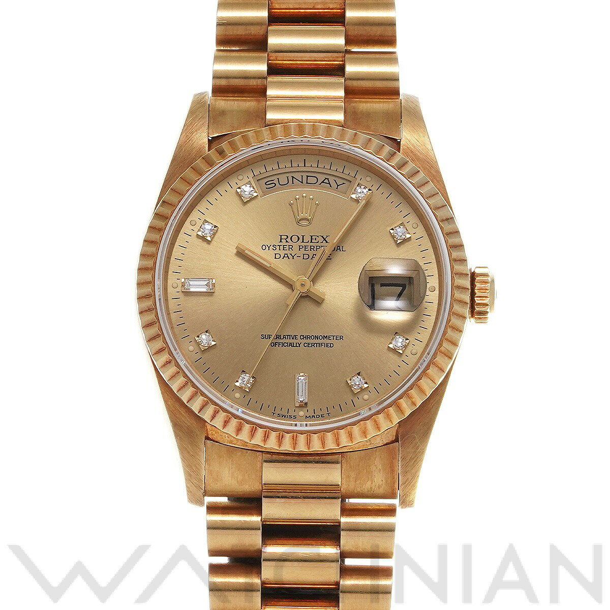 【中古】 ロレックス ROLEX デイデイト 18238A S番(1993年頃製造) シャンパン/ダイヤモンド メンズ 腕時計