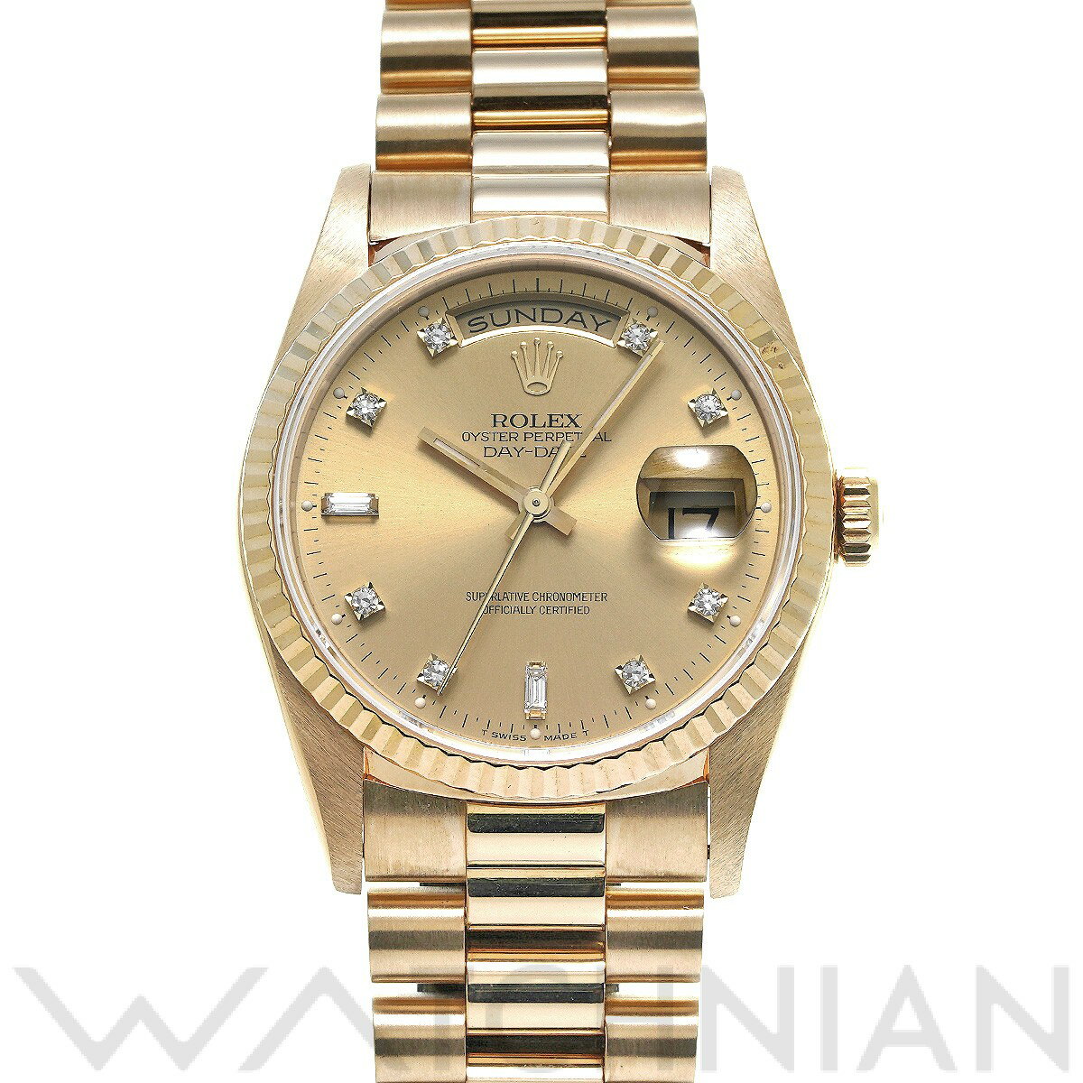 【4種選べるクーポン】【ローン60回払い無金利】【中古】 ロレックス ROLEX デイデイト 18238A L番(1989年頃製造) シャンパン/ダイヤモンド メンズ 腕時計 ロレックス 時計 高級腕時計 ブランド