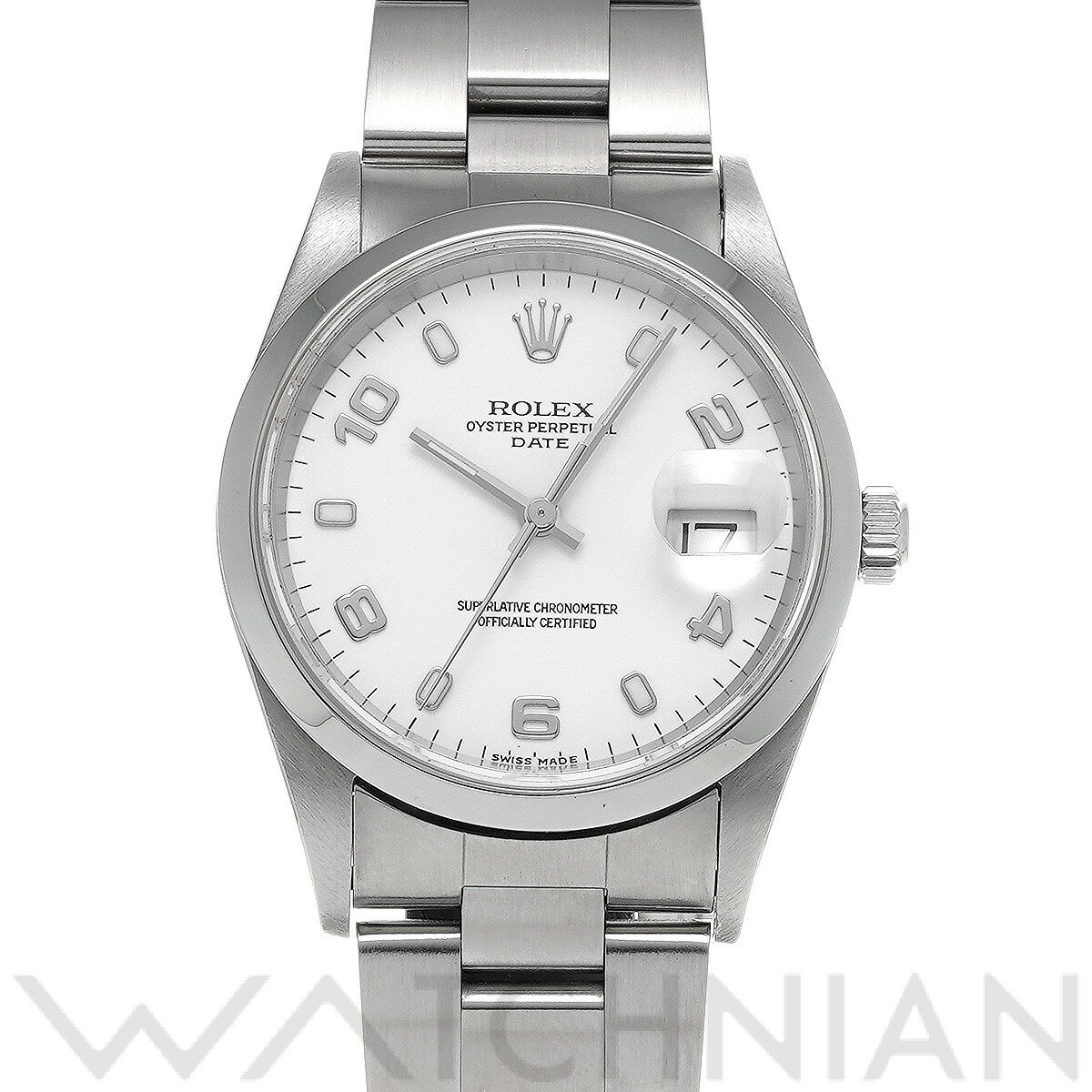 【中古】 ロレックス ROLEX オイスターパーペチュアル デイト 15200 K番(2001年頃製造) ホワイト メンズ 腕時計