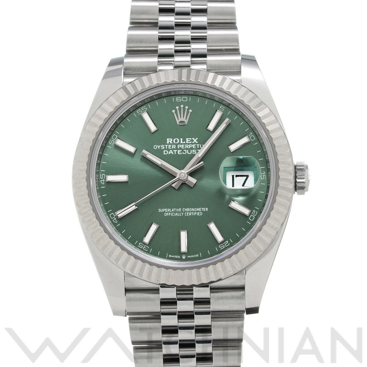 【3種選べるクーポン-11/10】【ローン60回払い無金利】【中古】 ロレックス ROLEX デイトジャスト 41 126334 ランダムシリアル ミントグリーン メンズ 腕時計のサムネイル