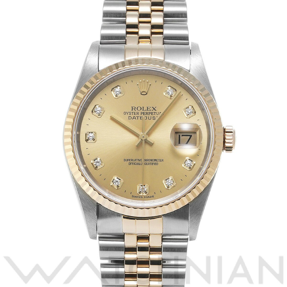 【中古】 ロレックス ROLEX デイトジャスト 16233G K番(2001年頃製造) シャンパン/ダイヤモンド メンズ 腕時計