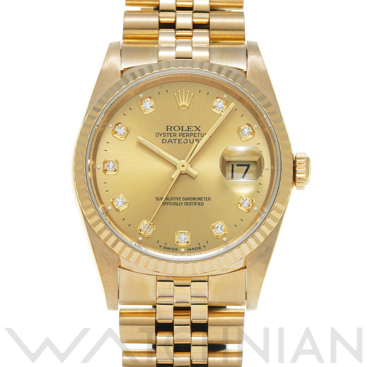 【4種選べるクーポン＆P2倍 5/20】【ローン60回払い無金利】【中古】 ロレックス ROLEX デイトジャスト 16238G E番(1991年頃製造) シャンパン/ダイヤモンド メンズ 腕時計