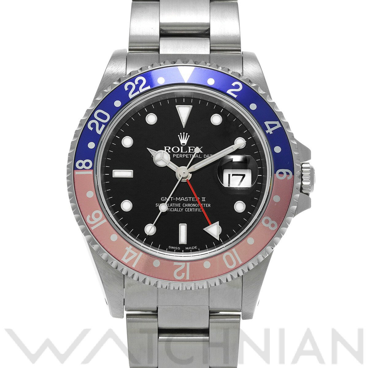 【ローン60回払い無金利】【中古】 ロレックス ROLEX GMTマスターII 16710 A番(1999年頃製造) ブラック メンズ 腕時計