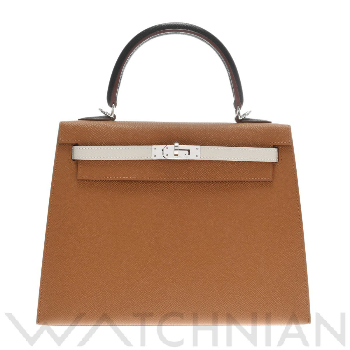 【中古】 エルメス HERMES ケリー 25 外縫い トリコロール ゴールド/ブラック/ナタ/ブルーサフィール/パラジウム金具 ヴォーエプソン レディース 2WAYバッグのサムネイル