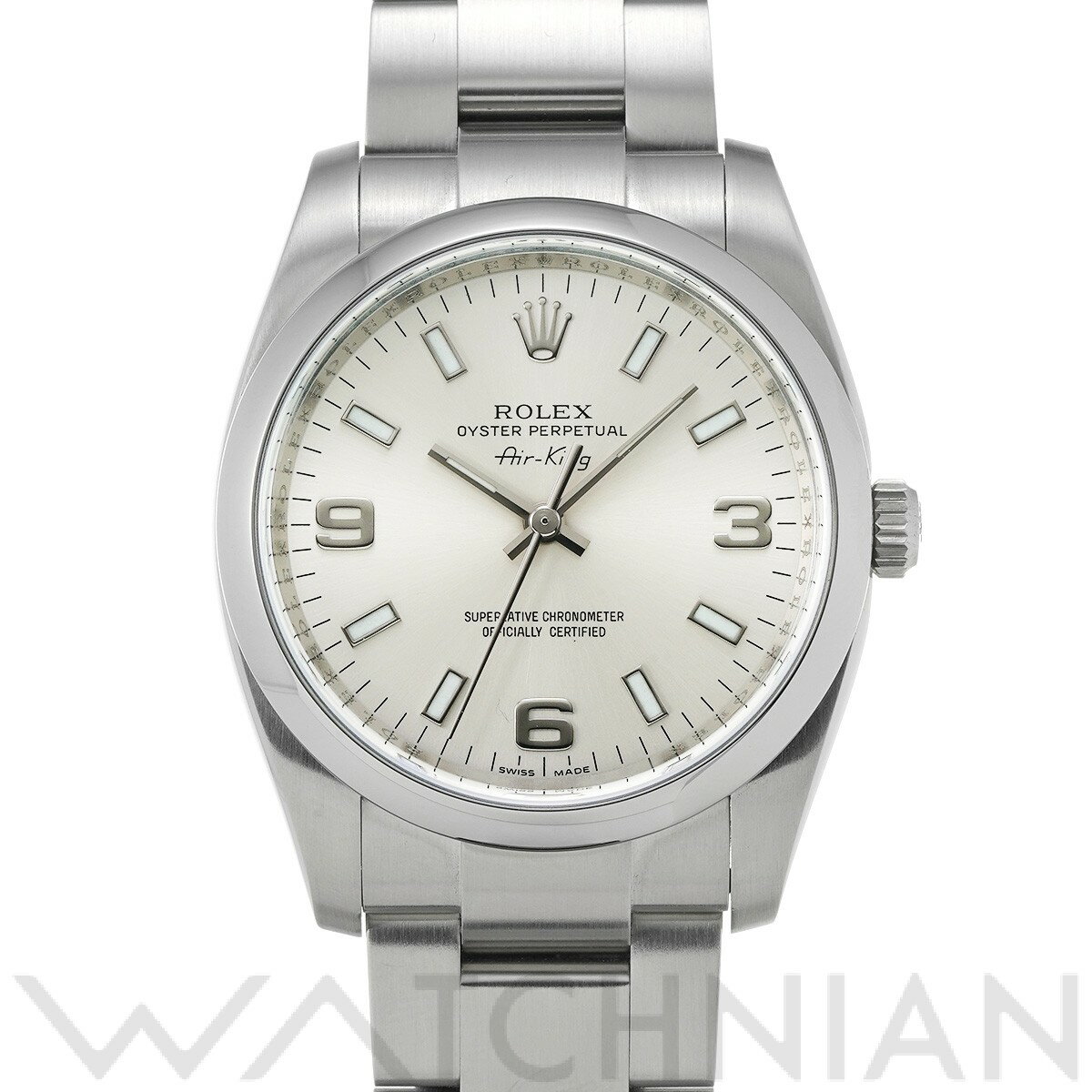 【4種選べるクーポン】【ローン60回払い無金利】【中古】 ロレックス ROLEX エアキング 114200 M番(2007年頃製造) シルバー メンズ 腕時計