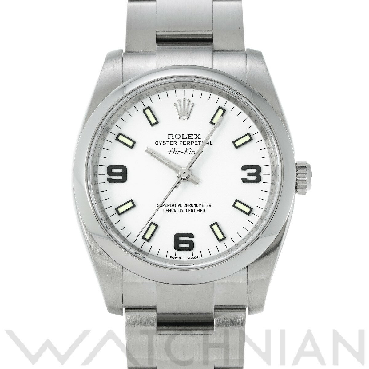 【4種選べるクーポン】【ローン60回払い無金利】【中古】 ロレックス ROLEX エアキング 114200 Z番(2006年頃製造) ホワイト メンズ 腕時計
