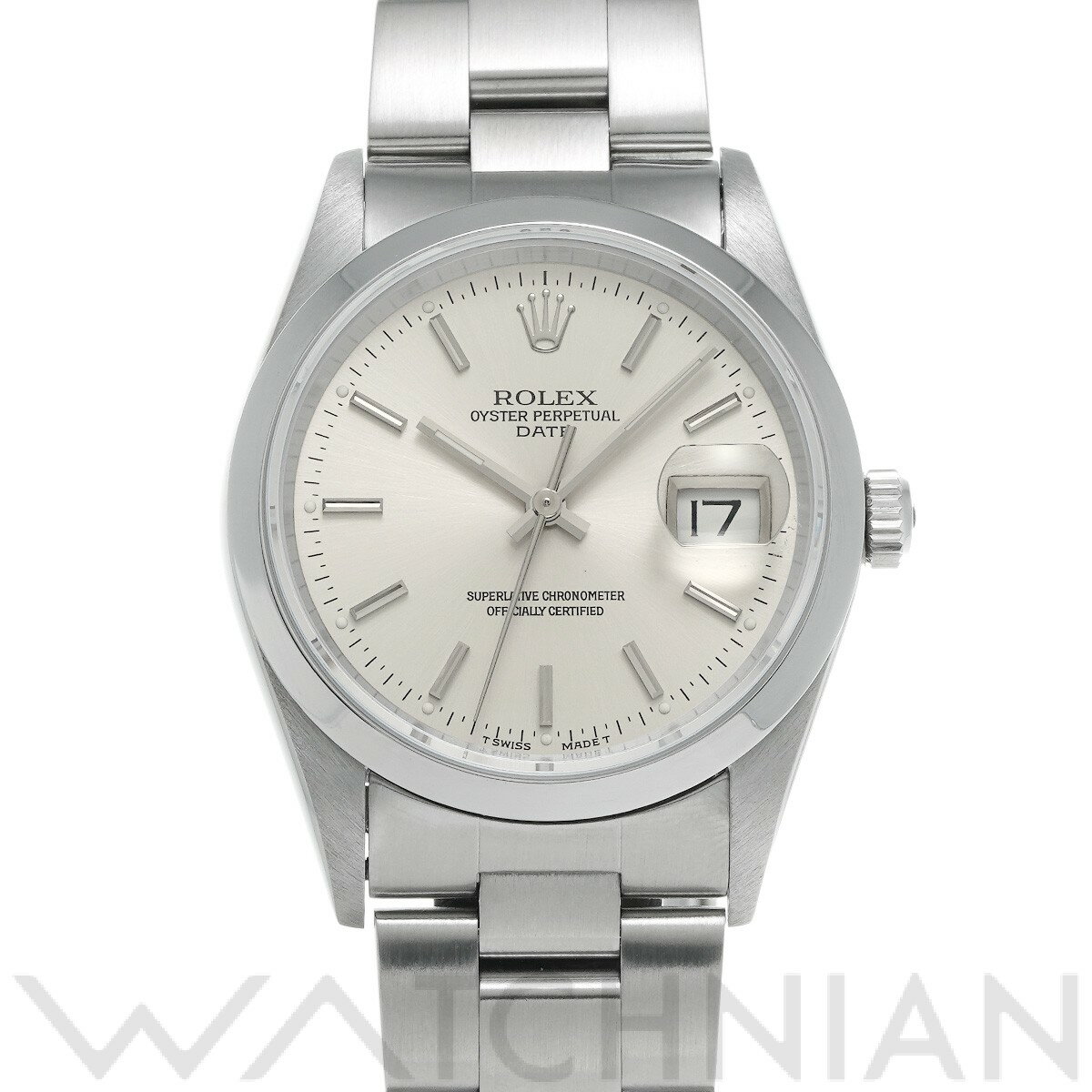 【中古】 ロレックス ROLEX オイスターパーペチュアル デイト 15200 W番(1995年頃製造) シルバー メンズ 腕時計