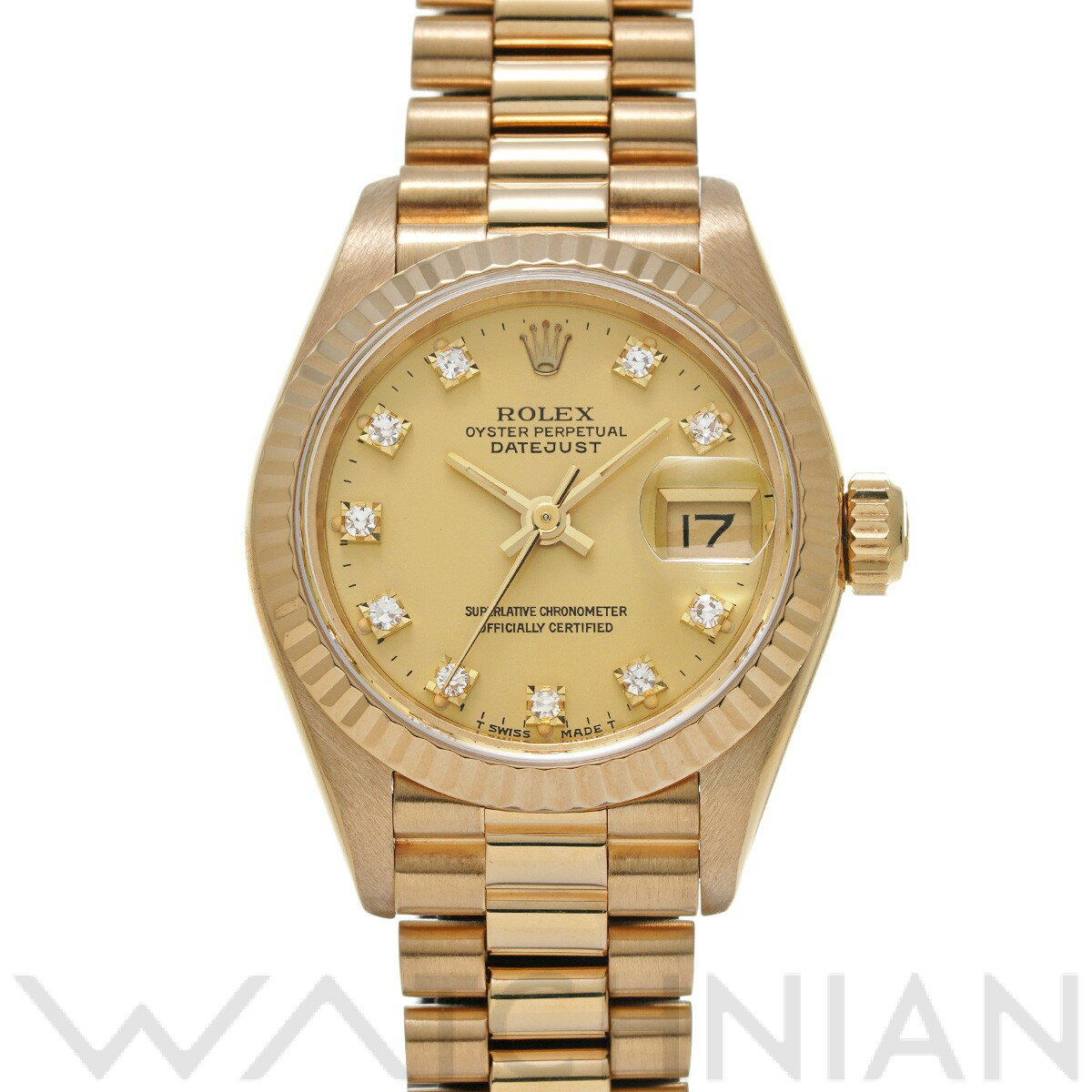 【ローン60回払い無金利】【中古】 ロレックス ROLEX デイトジャスト 69178G 92番台(1985年頃製造) シャンパン/ダイヤモンド レディース 腕時計