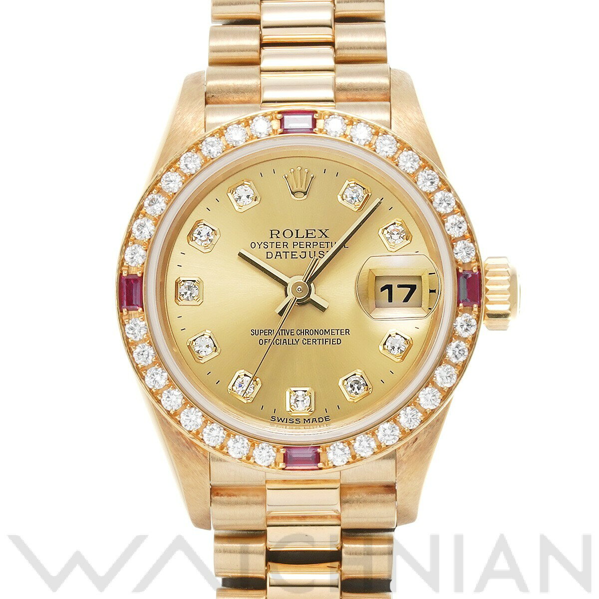 【4種選べるクーポン＆P2倍 5/15】【ローン60回払い無金利】【中古】 ロレックス ROLEX デイトジャスト 79068G W番(1994年頃製造) シャンパン/ダイヤモンド レディース 腕時計