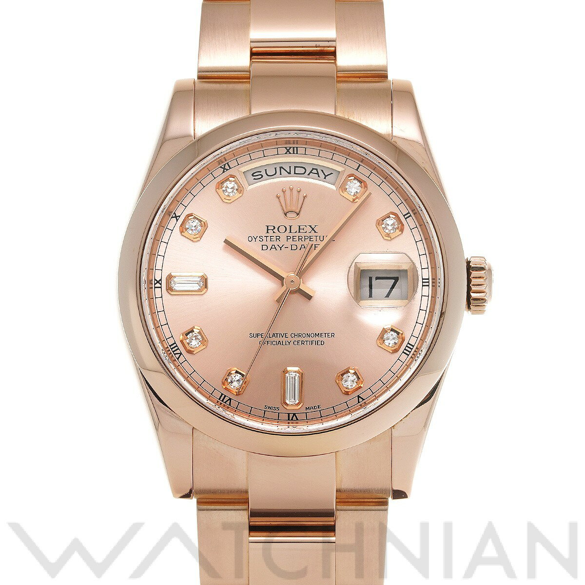 【ローン60回払い無金利】【中古】 ロレックス ROLEX デイデイト 36 118205A K番(2001年頃製造) ピンク/ダイヤモンド メンズ 腕時計