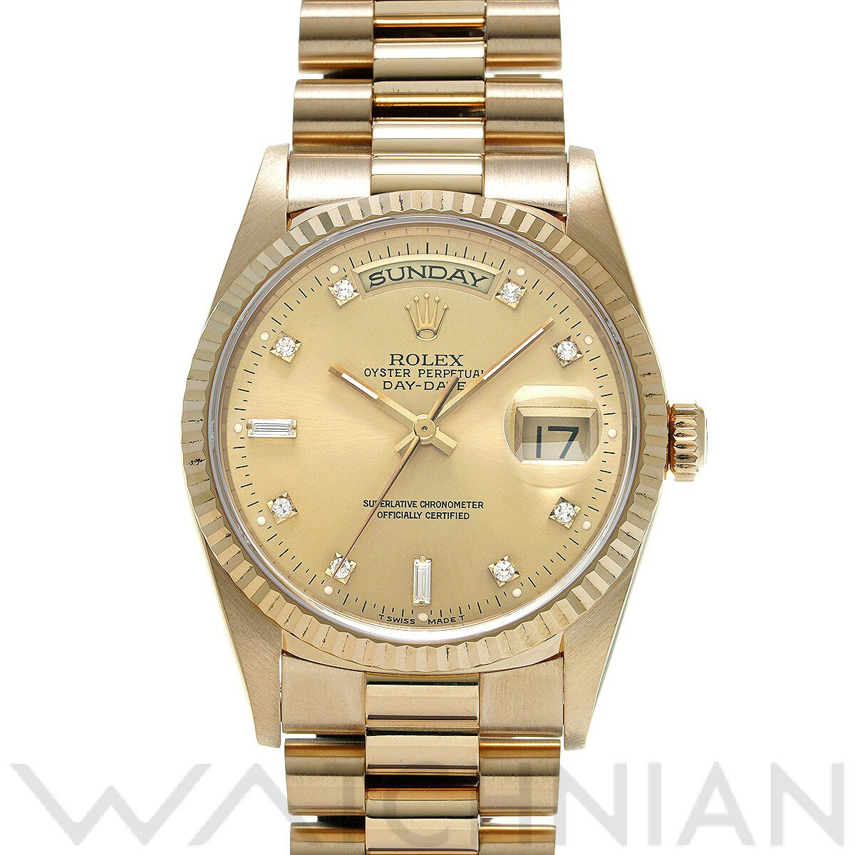 【4種選べるクーポン＆P2倍 5/20】【ローン60回払い無金利】【中古】 ロレックス ROLEX デイデイト 18238A S番(1994年頃製造) シャンパン/ダイヤモンド メンズ 腕時計