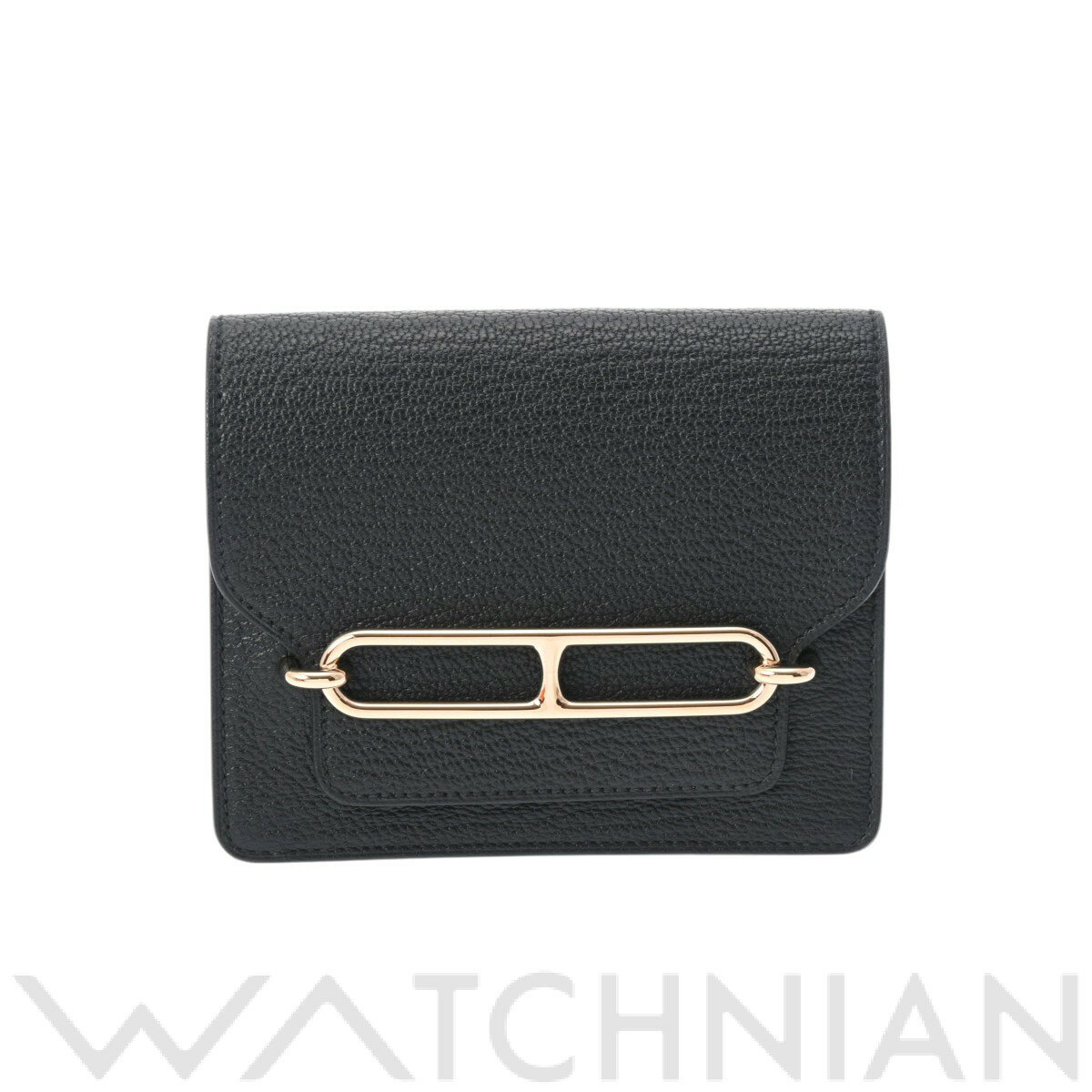 【〜11/27 最大3万円クーポン】エルメス HERMES ロウリス スリム ブラック シェーブル レディース 二つ..