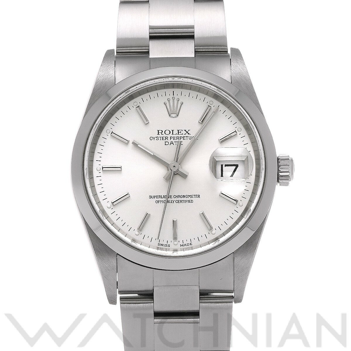 【ローン60回払い無金利】【中古】 ロレックス ROLEX オイスターパーペチュアル デイト 15200 Y番(2003年頃製造) シルバー メンズ 腕時計