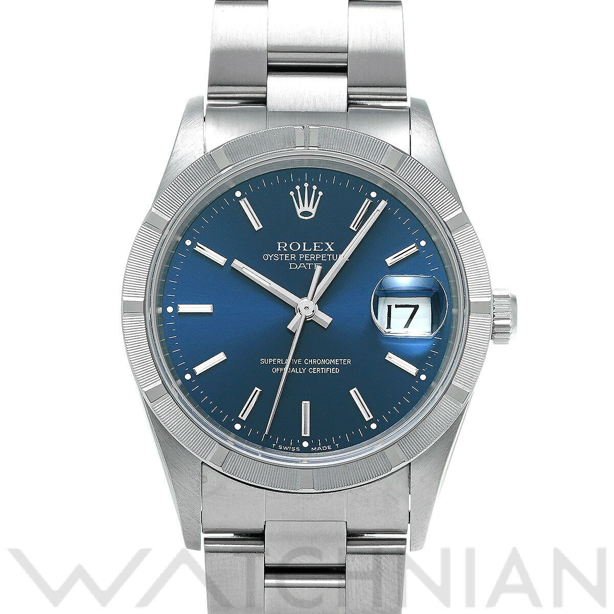 【ローン60回払い無金利】【中古】 ロレックス ROLEX オイスターパーペチュアル デイト 15210 W番(1996年頃製造) ブルー メンズ 腕時計