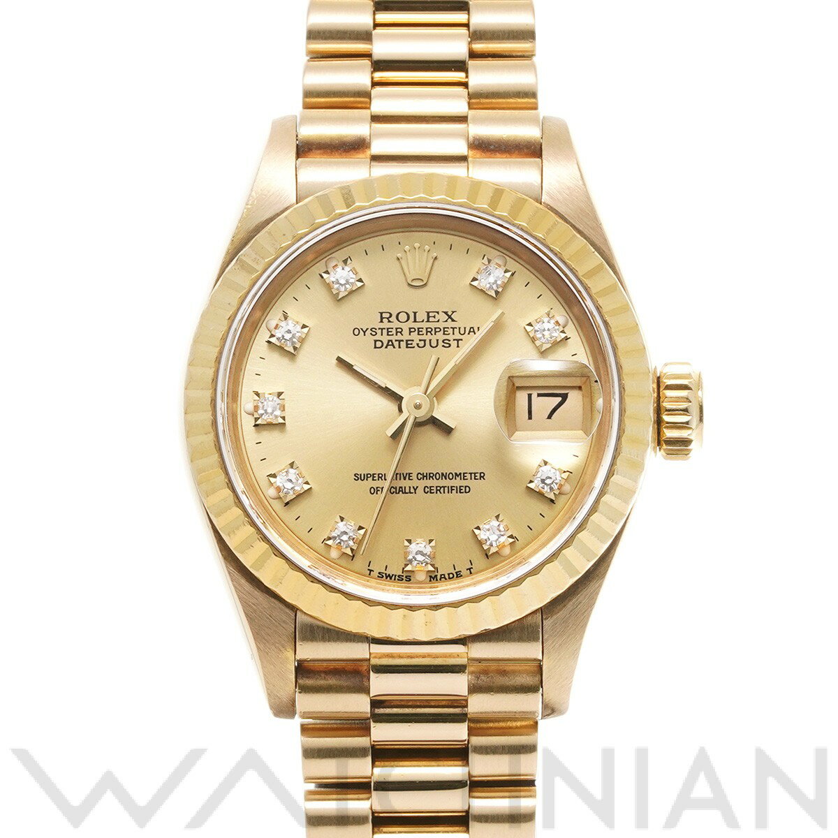 【4種選べるクーポン】【ローン60回払い無金利】【中古】 ロレックス ROLEX デイトジャスト 69178G 98番台(1987年頃製造) シャンパン/ダイヤモンド レディース 腕時計